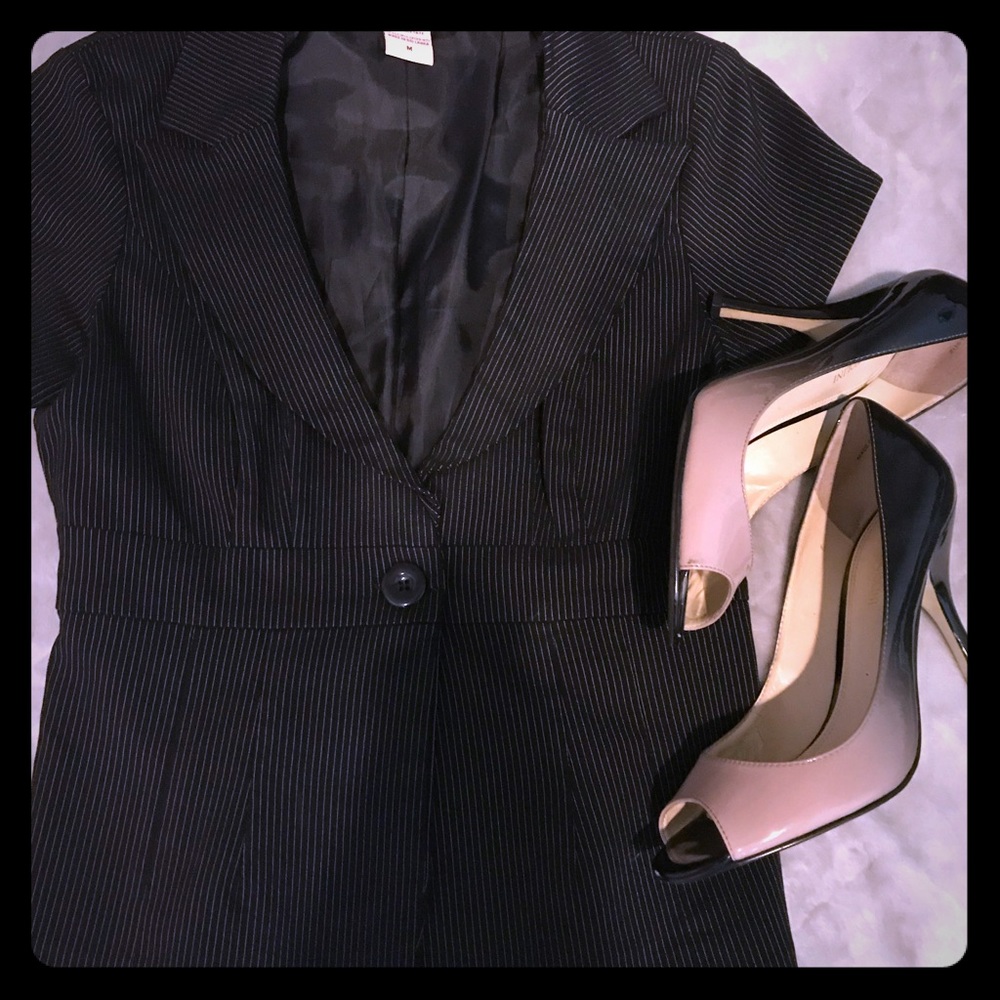 Short Sleeve Pinstriped Blazer...